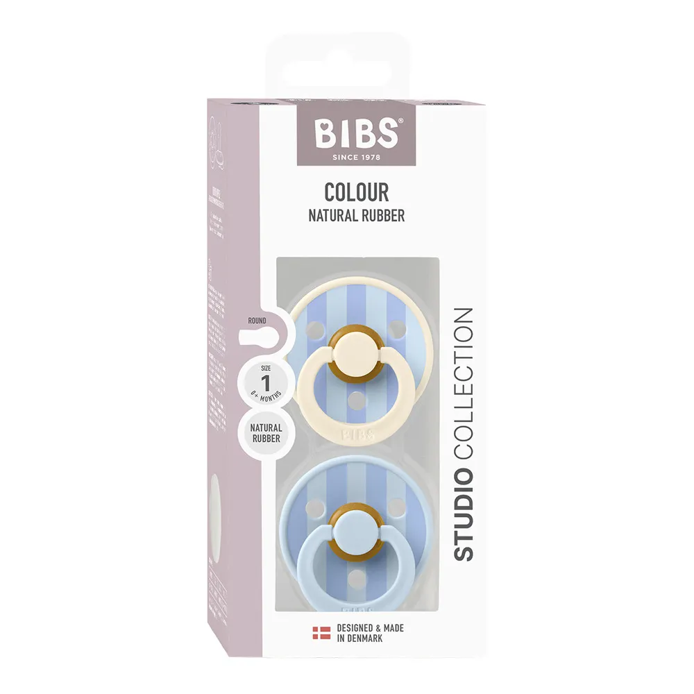BIBS Studio Colour Block Latex Baby Blue Dusty Blue Mix 2 pak - Flere størrelser