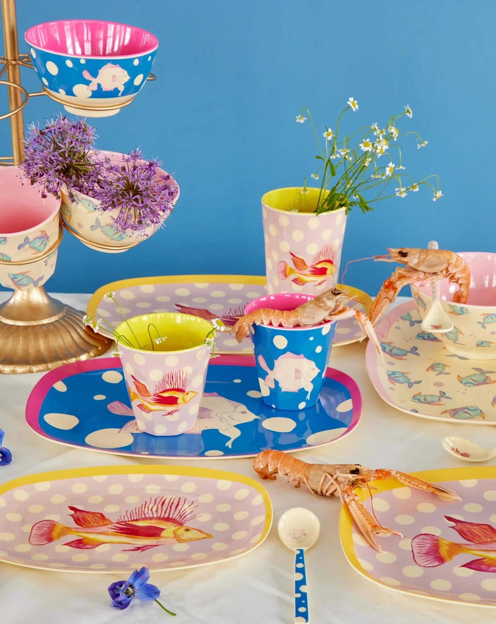 Melamin-Schüssel FISH PRINT medium in lavender