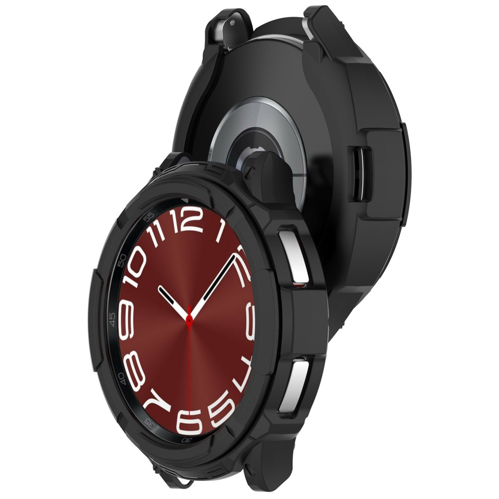 Samsung Galaxy Watch 6 Classic (43mm) Gummi Hülle Bumper mit Lünettenring - Schwarz