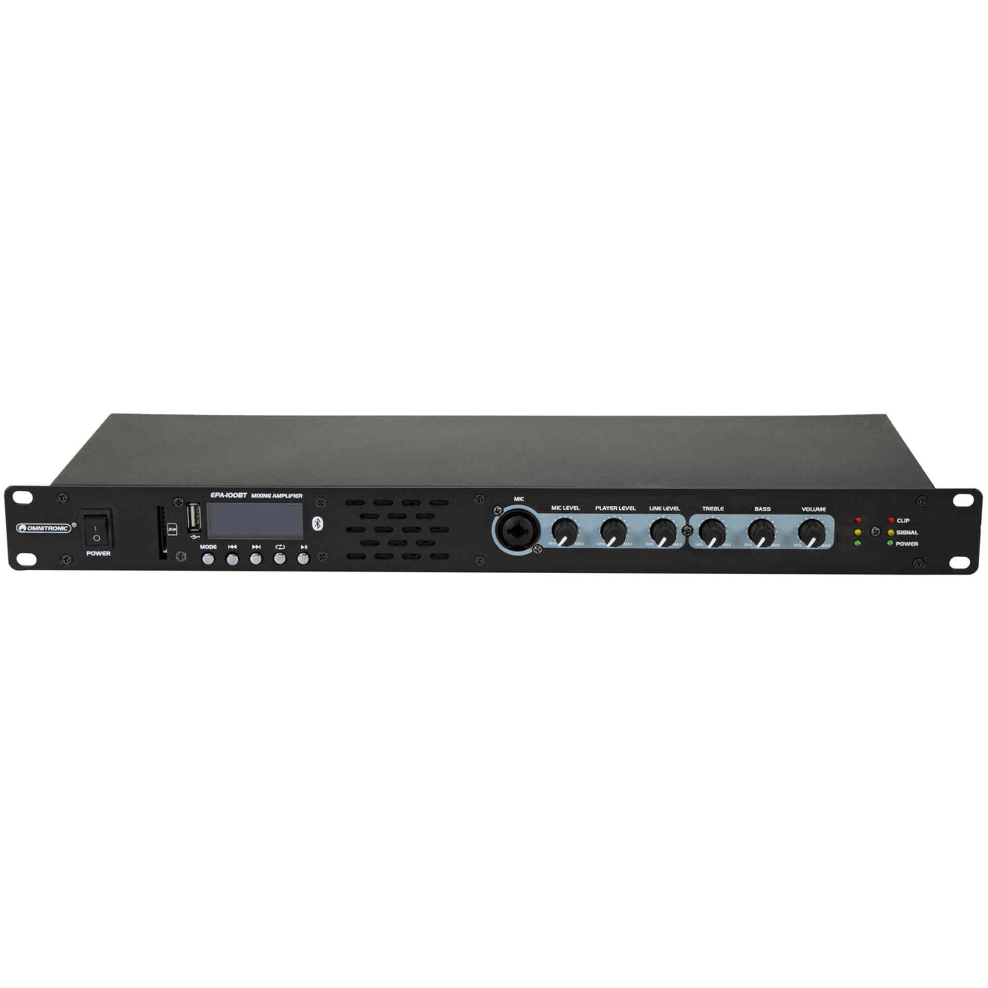 Omnitronic EPA-100BT rackmixer/versterker met audio speler