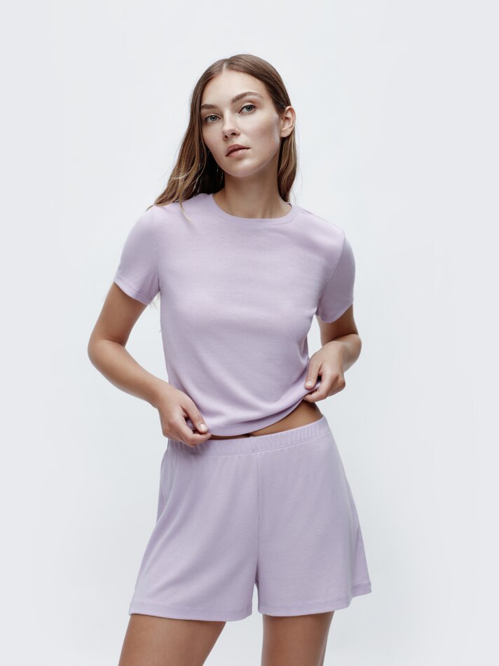 Blusa de pijama canelada - Lilás