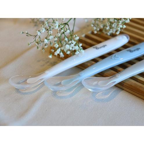 Lot de 3 cuillères douces pour bébé - Gris - blanc - bleu - BOJUNGLE
