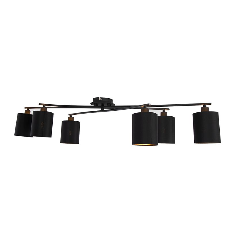 Moderne plafondlamp zwart 6-lichts - Lofty