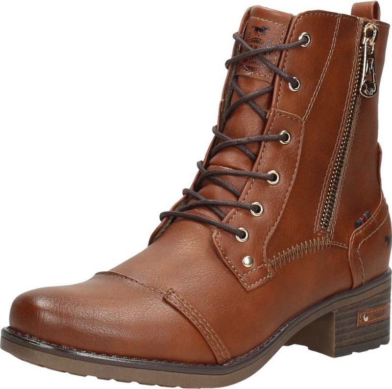 Mustang dames veterboot - Cognac