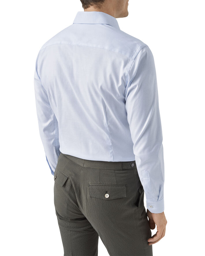 ETON Cont. Fit Light Blue Cotton & Tencell Lyocell Shirt Lyseblå