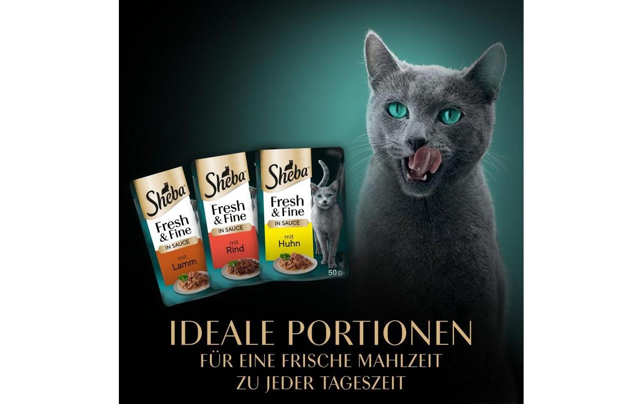 Nassfutter Sauce mit Rind, Huhn und Lamm, 6 x 50gAlleinfuttermittel für ausgewachsene Katzen