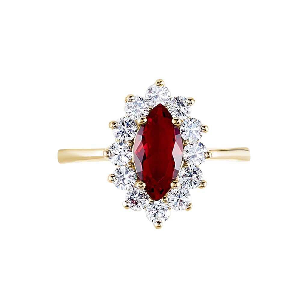 Bague Lisea Plaqué Or Jaune Verre Et Oxyde De Zirconium