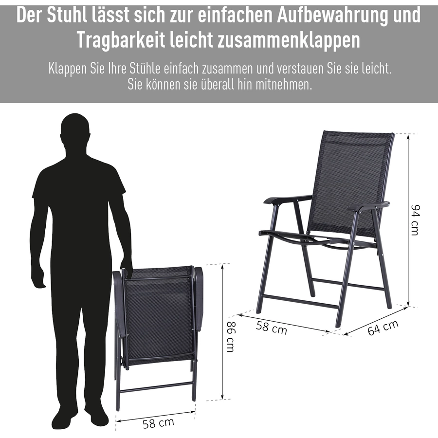 Outsunny Klappstühle im 2er Set schwarz