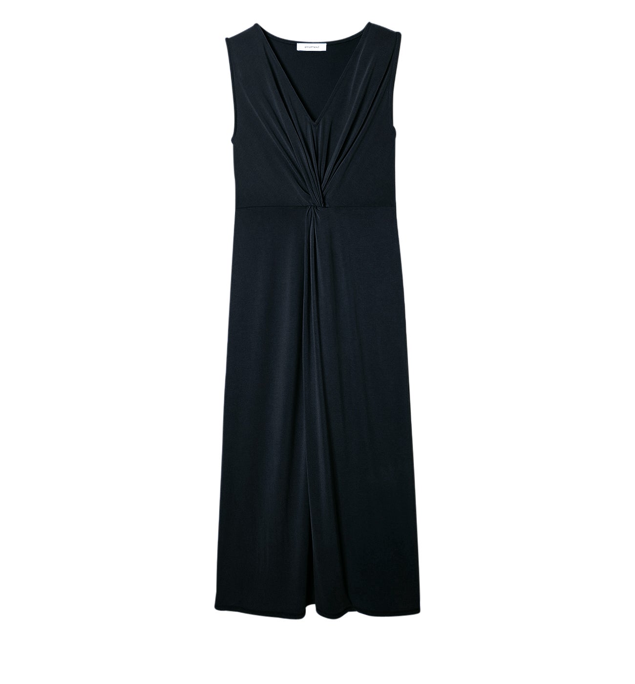 Longue robe unie en jersey - Noir