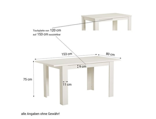HOMESTYLE4U - Table enfant Table à manger 120x80 cm blanc 6 places extensible