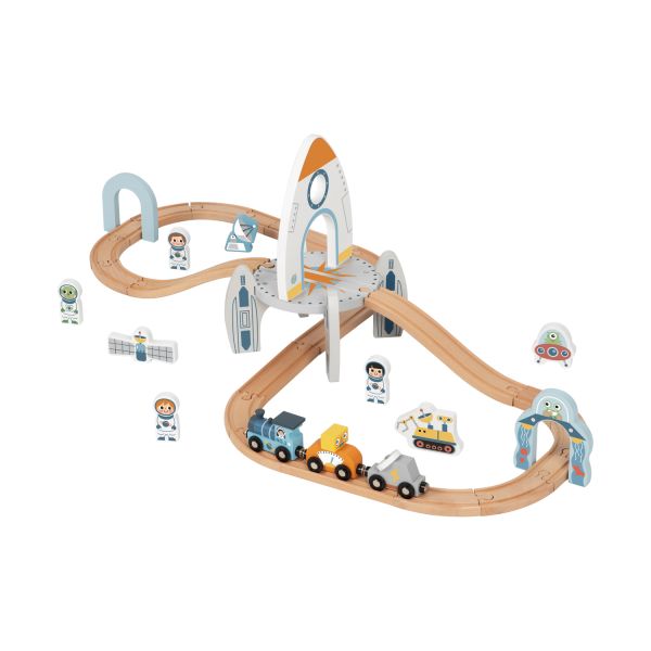 Tooky Toy Treinbaan Met Ruimtestation - Hout