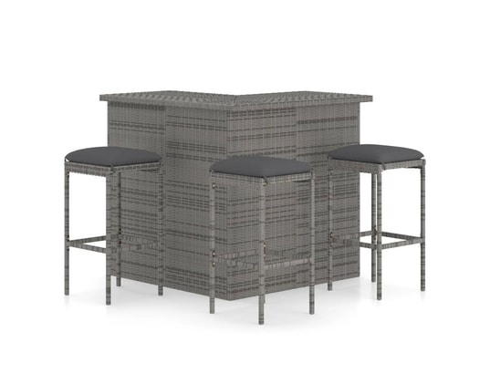 VIDAXL - Ensemble table et chaises Meuble de bar de jardin 4 pcs avec coussins résine tressée g...