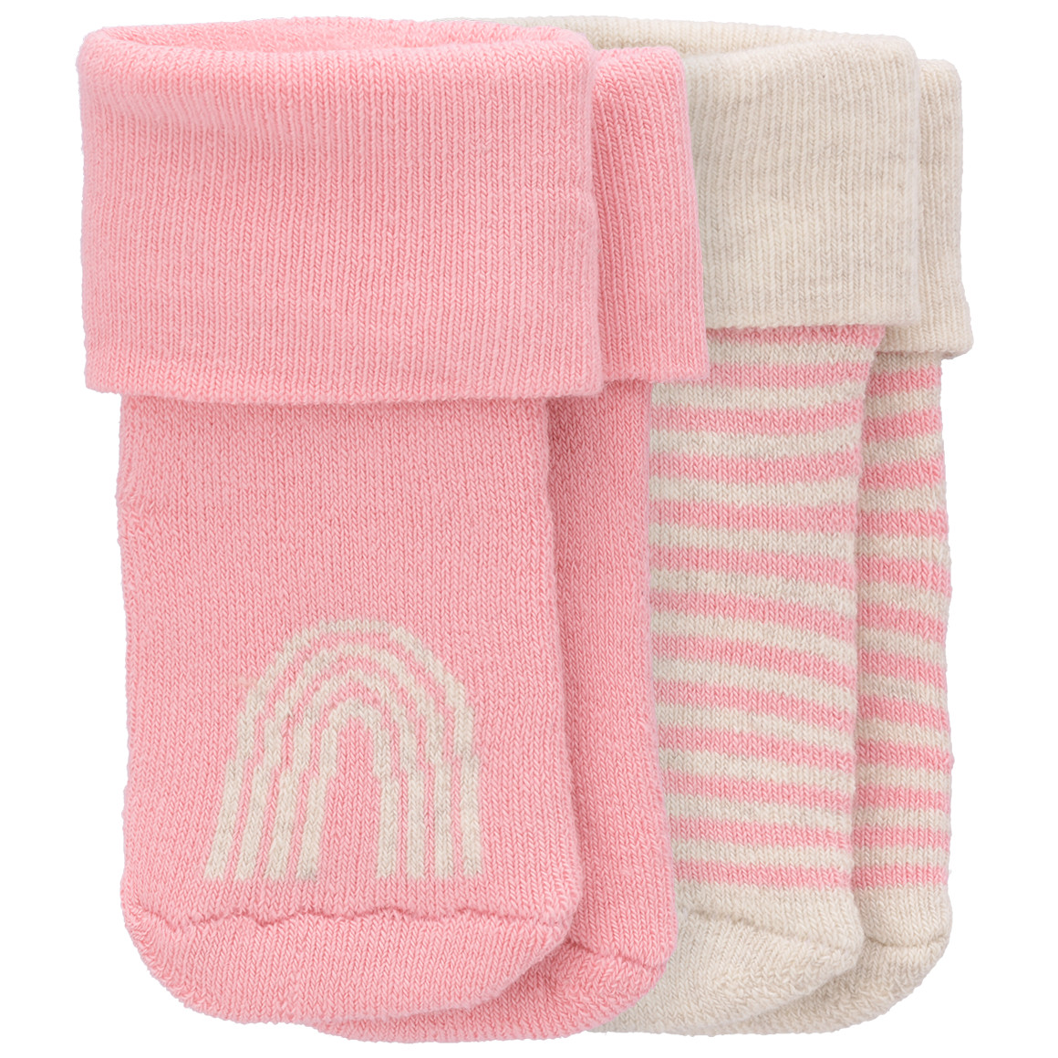 Topomini 2 Paar Newborn Socken mit Frottee rosa / hellbeige