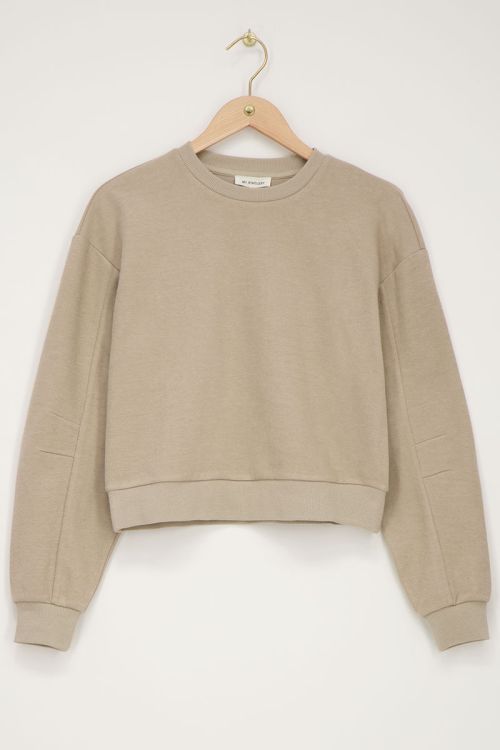 Beige sweater met pintuck