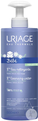 Uriage Bébé 1ère Eau Nettoyante Visage Corps Flacon-Pompe 500ml