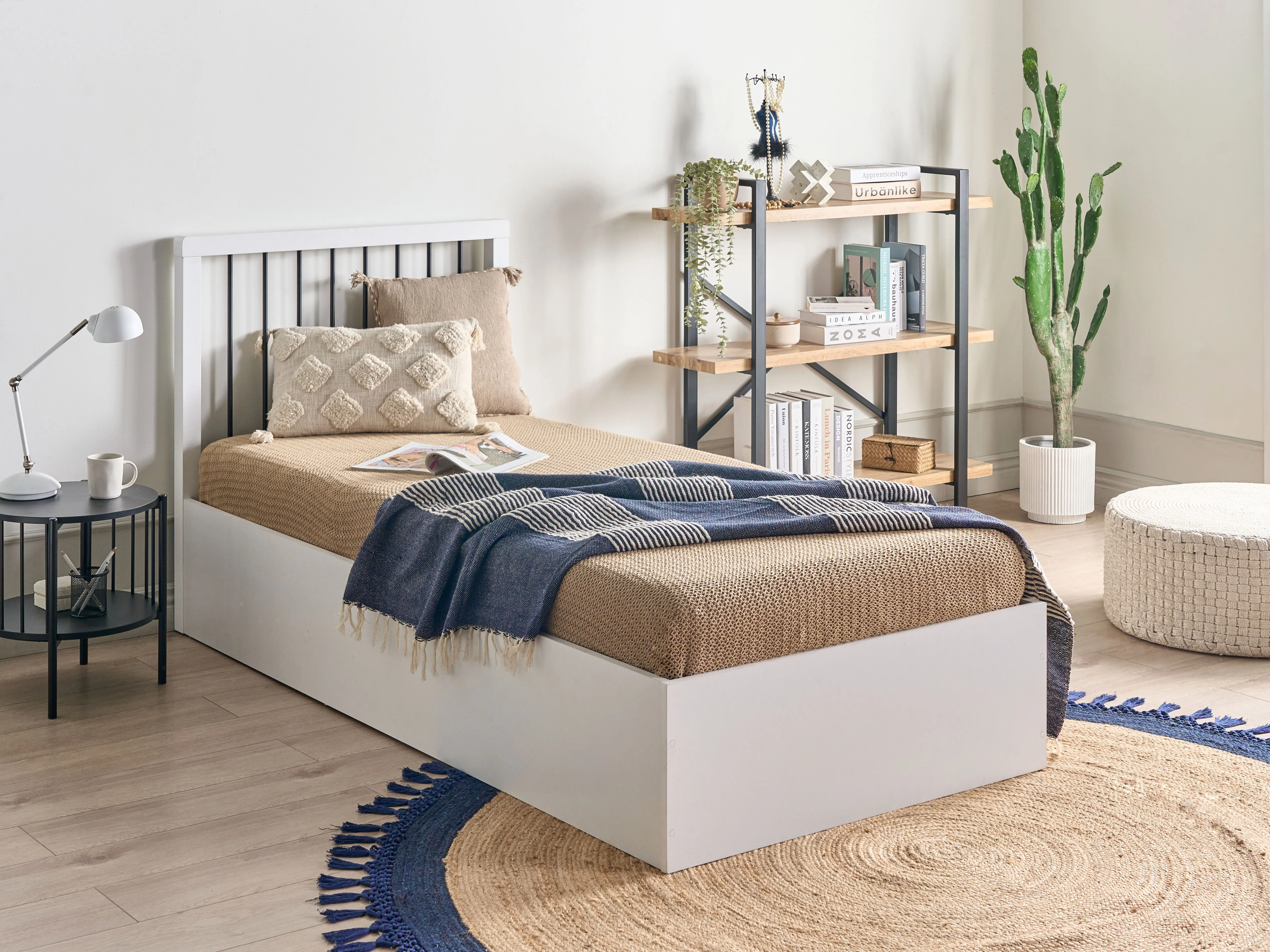 Bed met opbergruimte ROUVILLERS 90 x 200 cm Wit