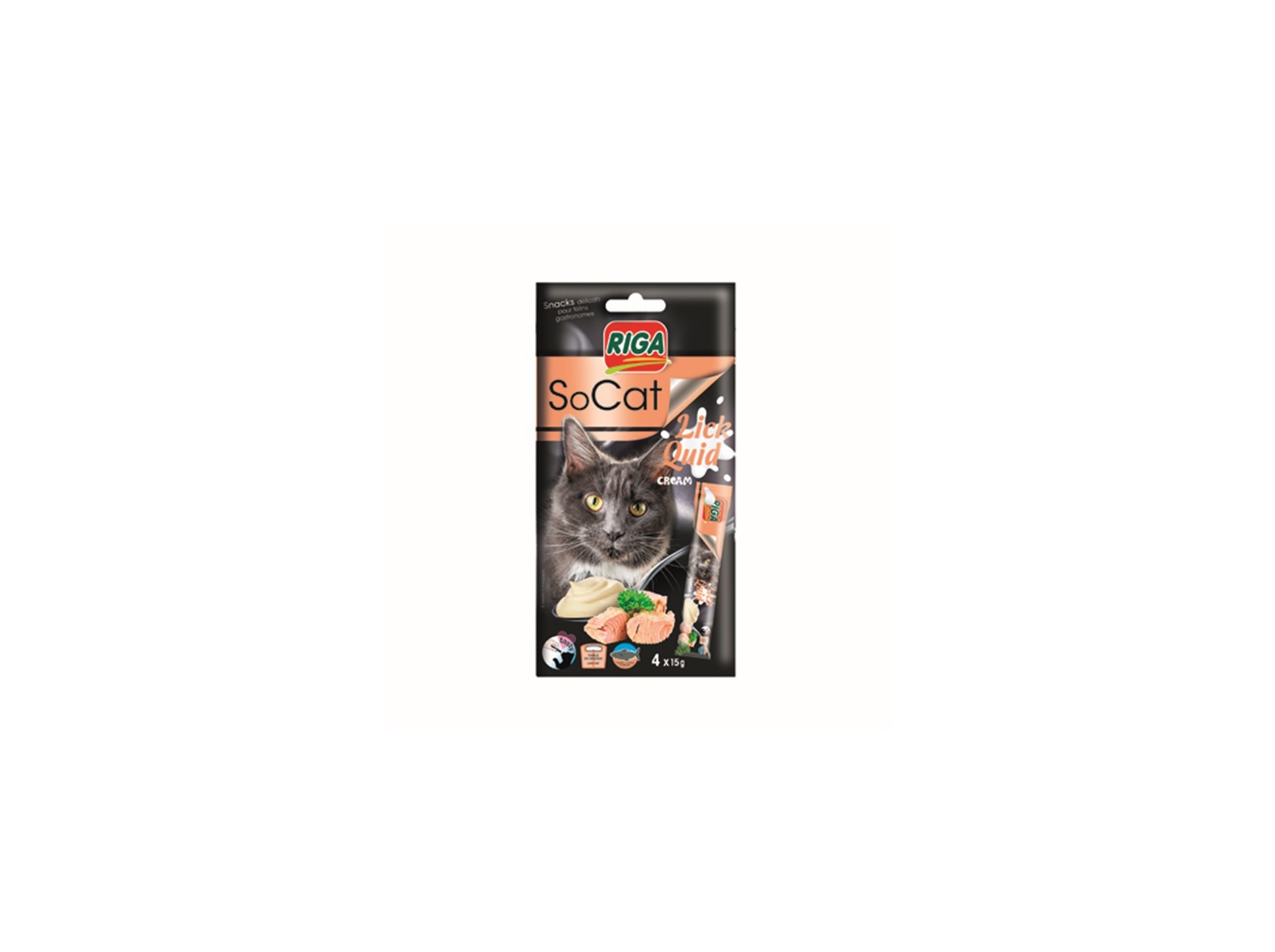 SNACKS PARA GATO RIGA LICK QUID COM ATUM PACK 4 UNIDADES