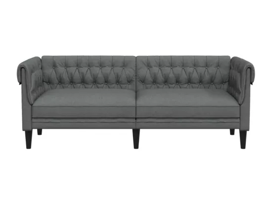 Canapé Chesterfield 3 places gris foncé tissu