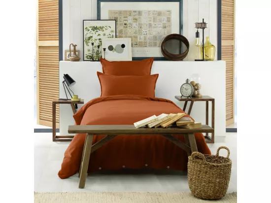 HEDDA - Taie d'Oreiller 50x70cm Flanelle de Coton Coloris Tomette
