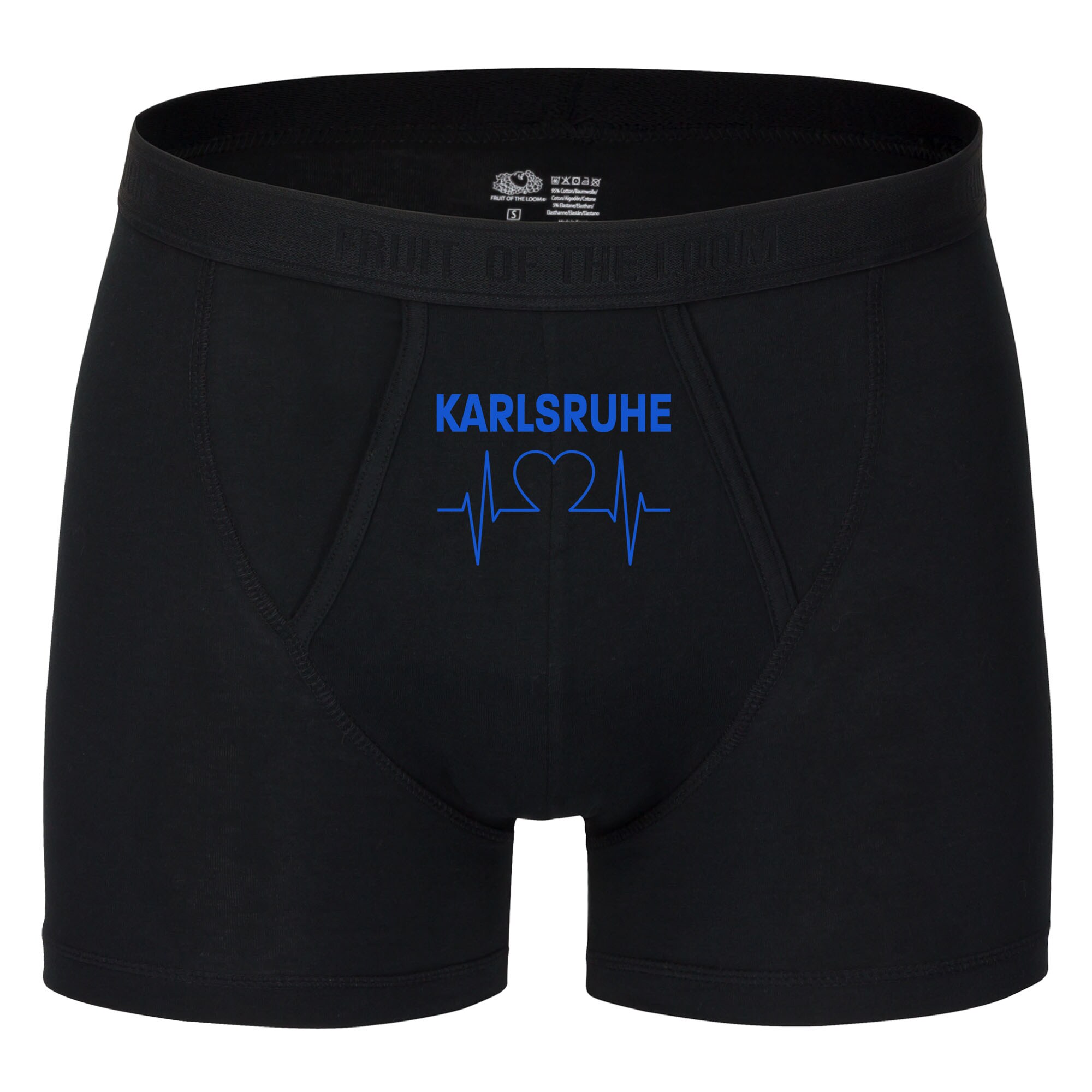 multifanshop® Herren Boxer Short - Karlsruhe - Herzschlag - Druck blau