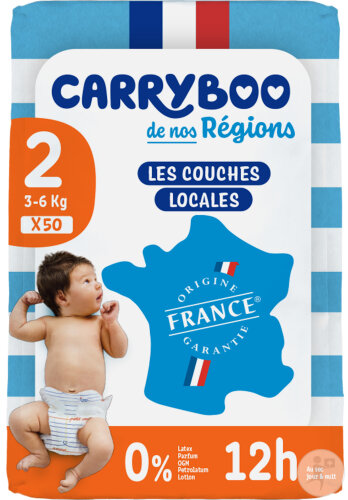 Carryboo Couches De Nos Régions À Prix Doux Taille 2 3-6kg 50 Pièces