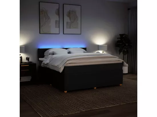 Sommier à lattes de lit avec matelas Noir 180x200 cm Tissu