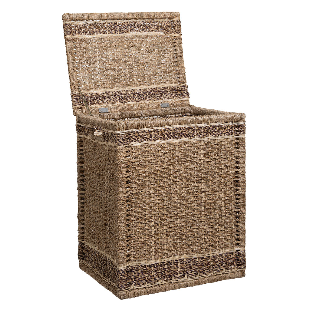 Panier de rangement rectangulaire avec couvercle marron 33x50x23cm