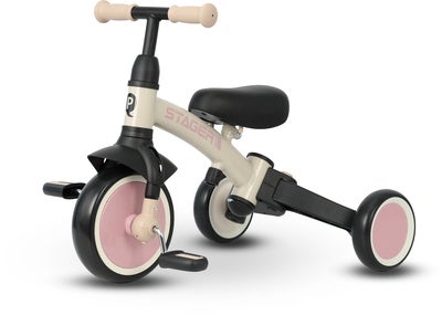 QPlay Stager 3-in-1 Transformerbar Trehjulssykkel, Rosa
