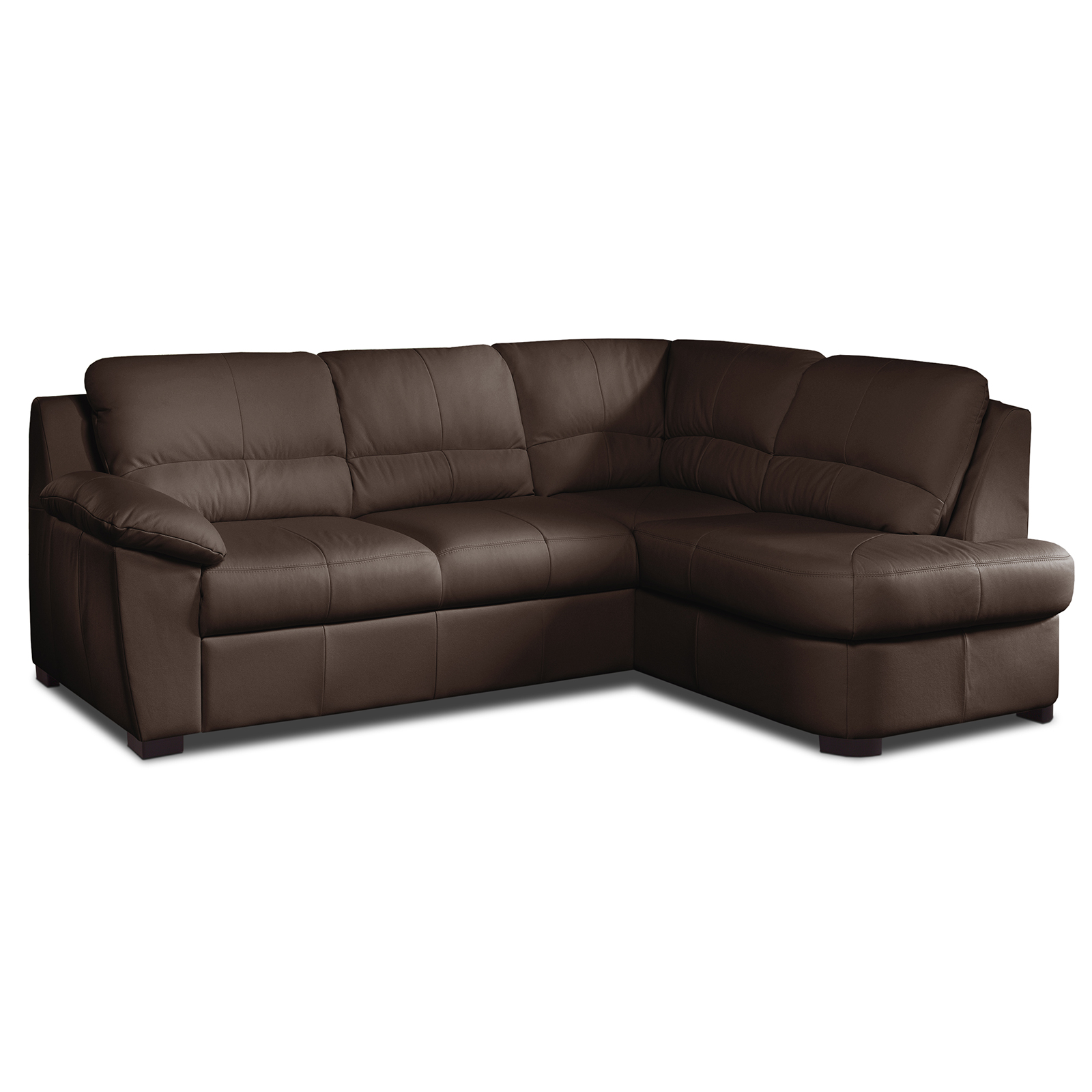 Ledersofa - cocoa - Basismodell - Ottomane rechts