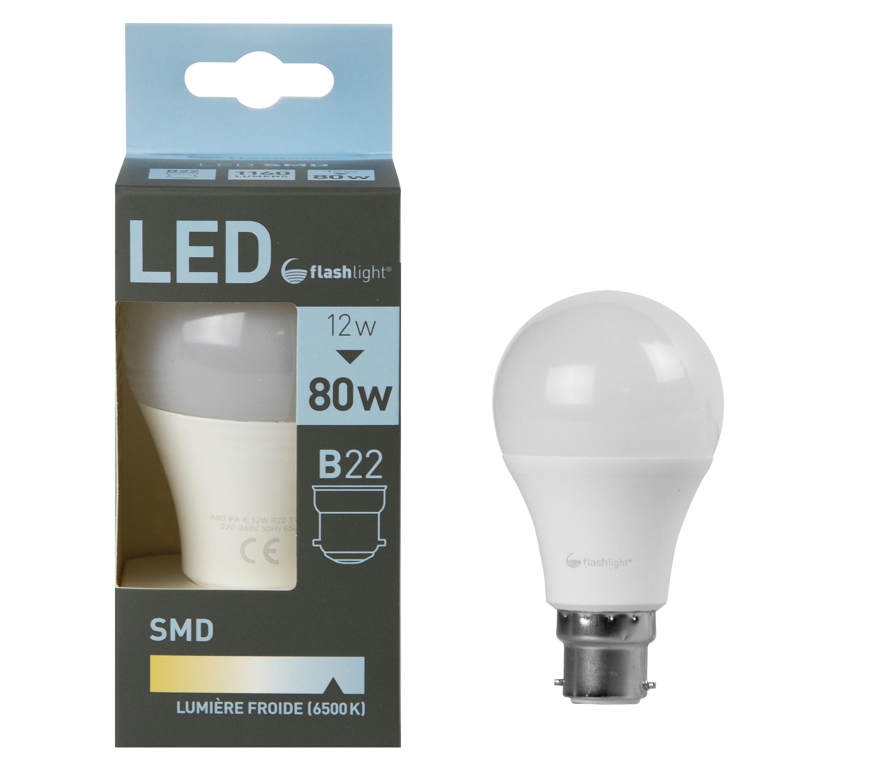 AMPOULE LED BLANC FROID A60 B22 12W