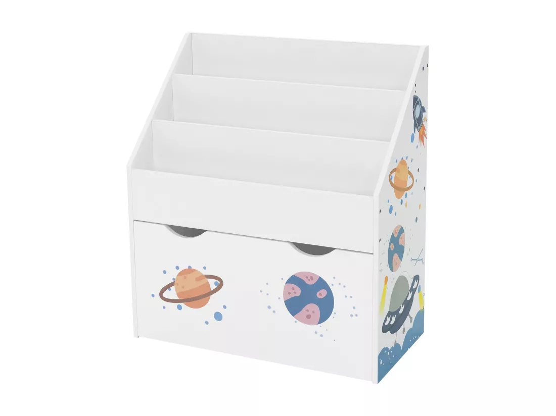 Joyz Banc de livres 3 compartiments sur roulettes étagère jouets chambre enfant