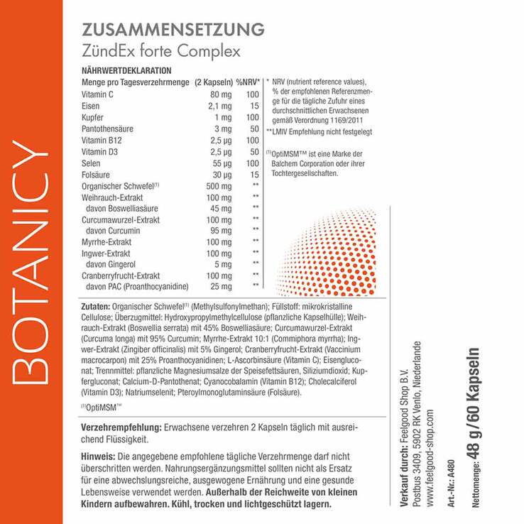 Botanicy Zündex forte Complex mit Optimsm Kapseln, 60 St
