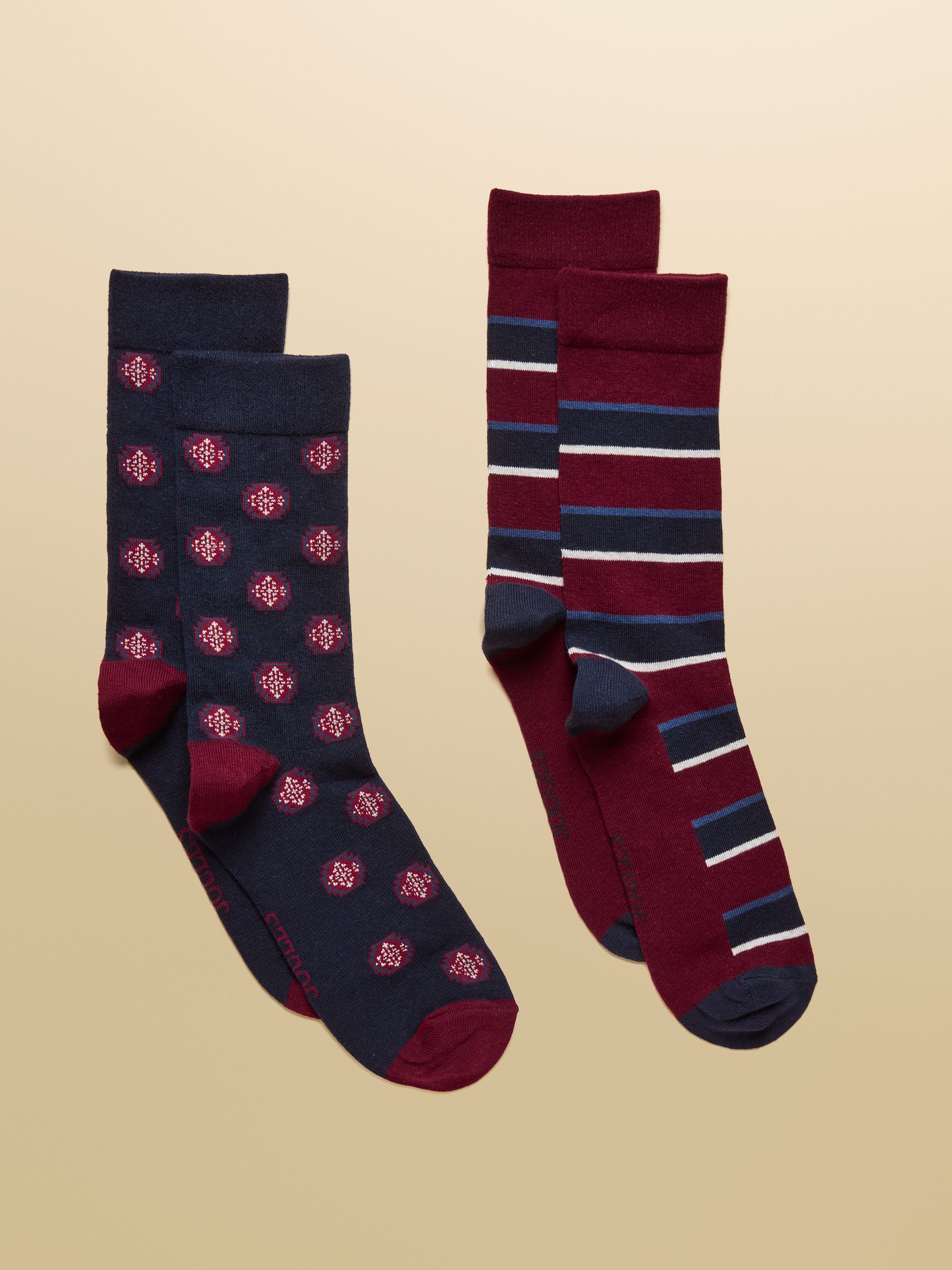 Red & Navy Stripe - Joules Kingsbury herensokken 2 pack (maat 7-12)