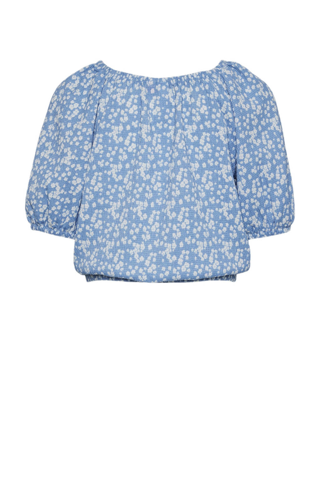 VERO MODA GIRL top met all over print en textuur blauw/wit