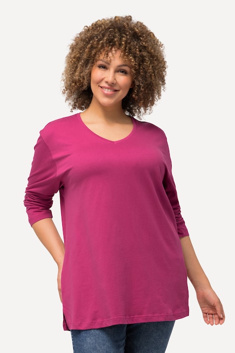 Shirt, V-Ausschnitt, Relaxed, Langarm
