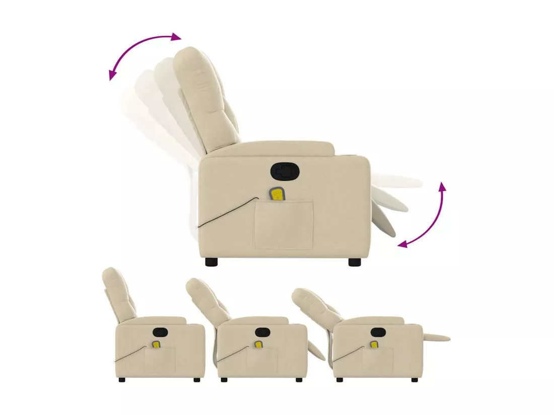 Fauteuil de massage inclinable Crème Tissu