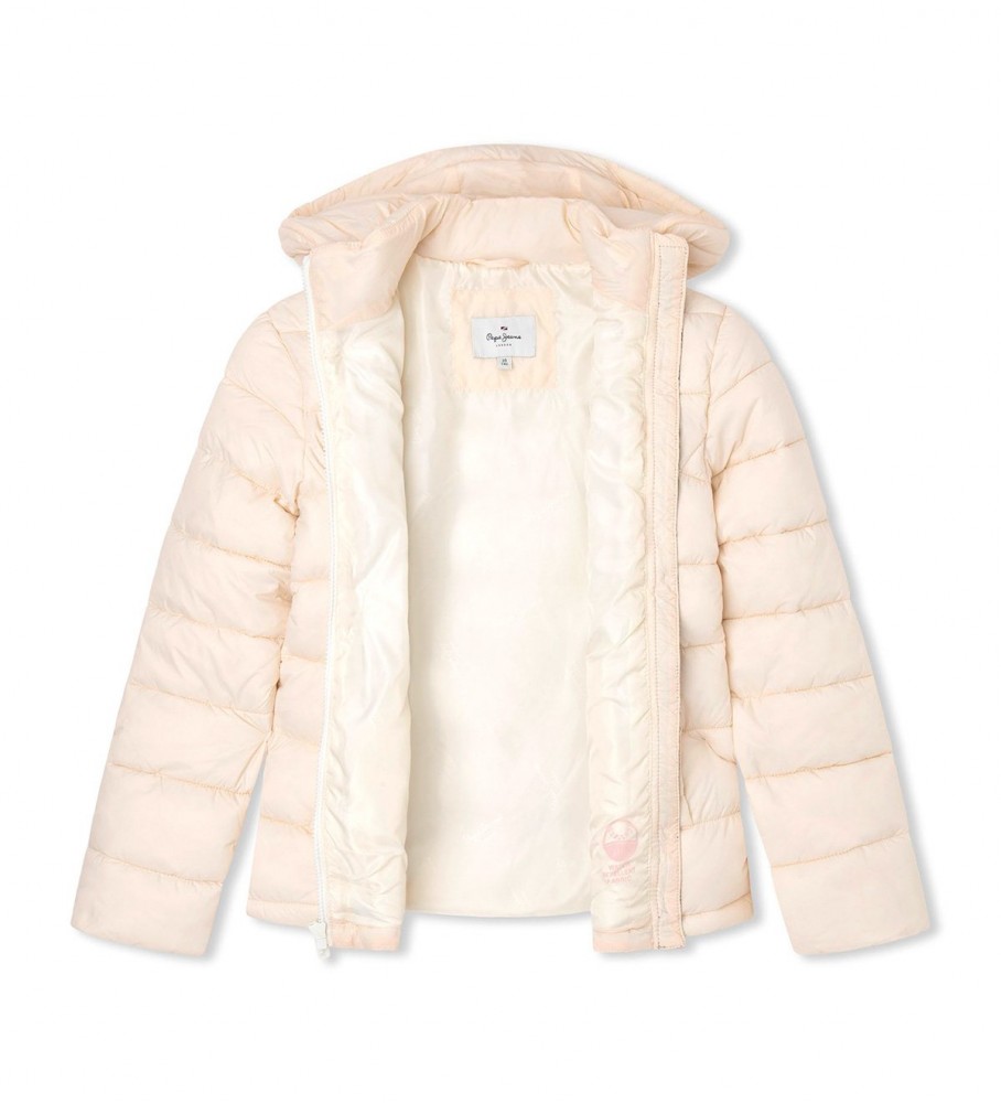 Jaqueta curta branca de plumas Simone da Pepe Jeans