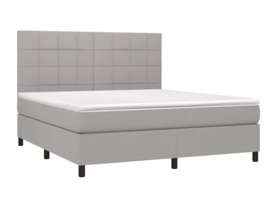 Sommier tapissier matelas et LED Gris clair 160x200 cm Tissu