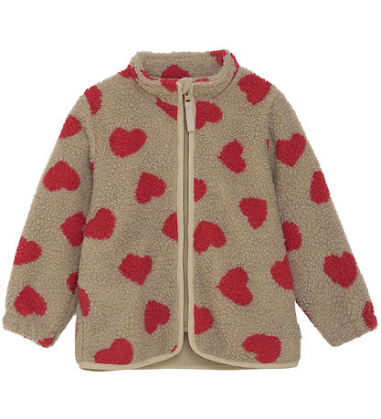 CeLaVi Fleecejacke - Teddy - Cayenne m. Herzen