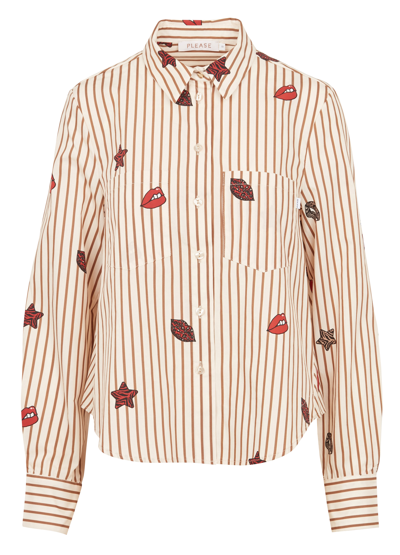Chemise col classique à rayures en coton| Blanc