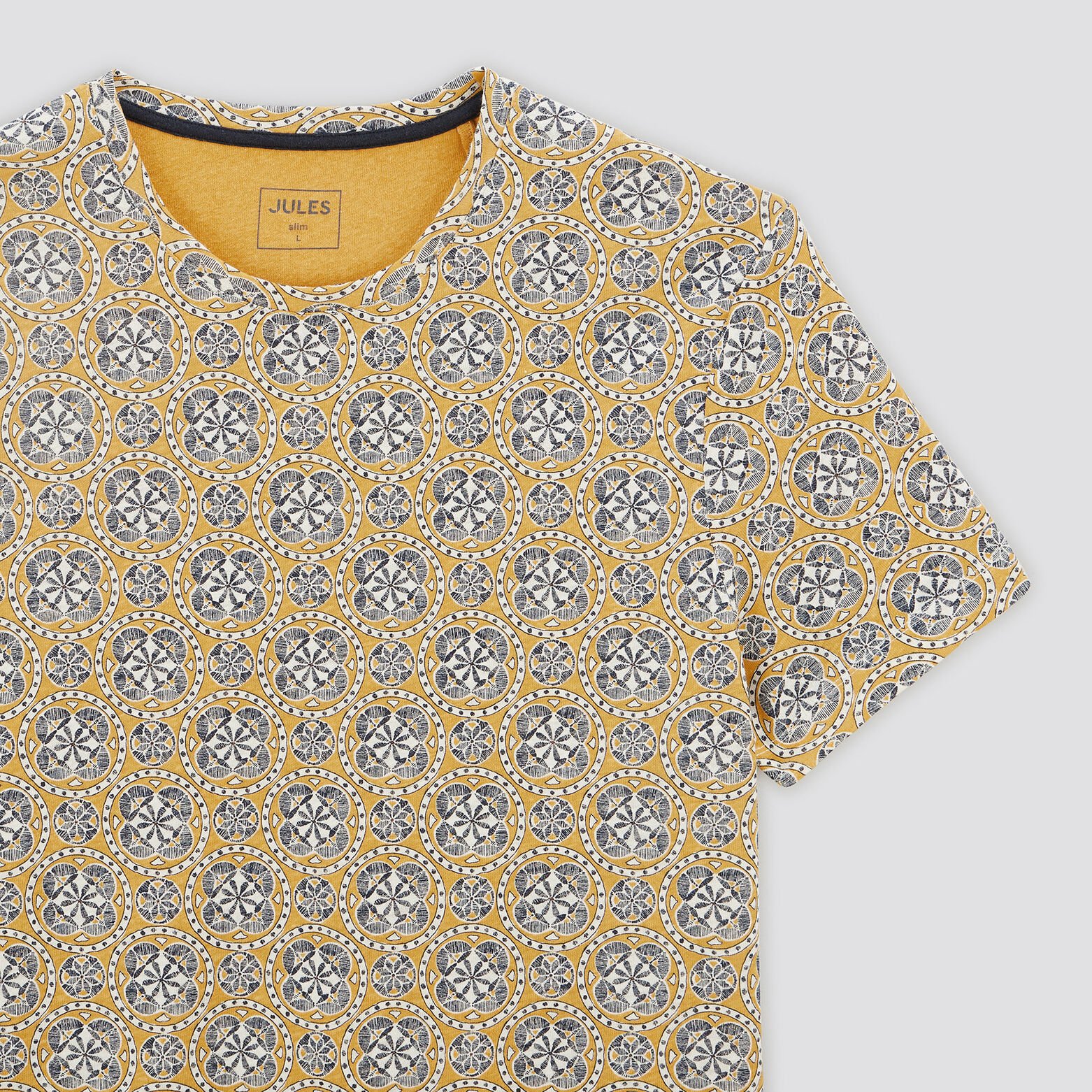 Tee shirt en coton lin imprimé Jaune foncé
