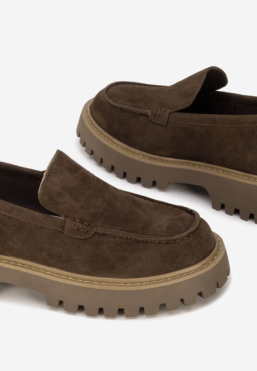 Mocassins femme à semelle épaisse bruns Analeia