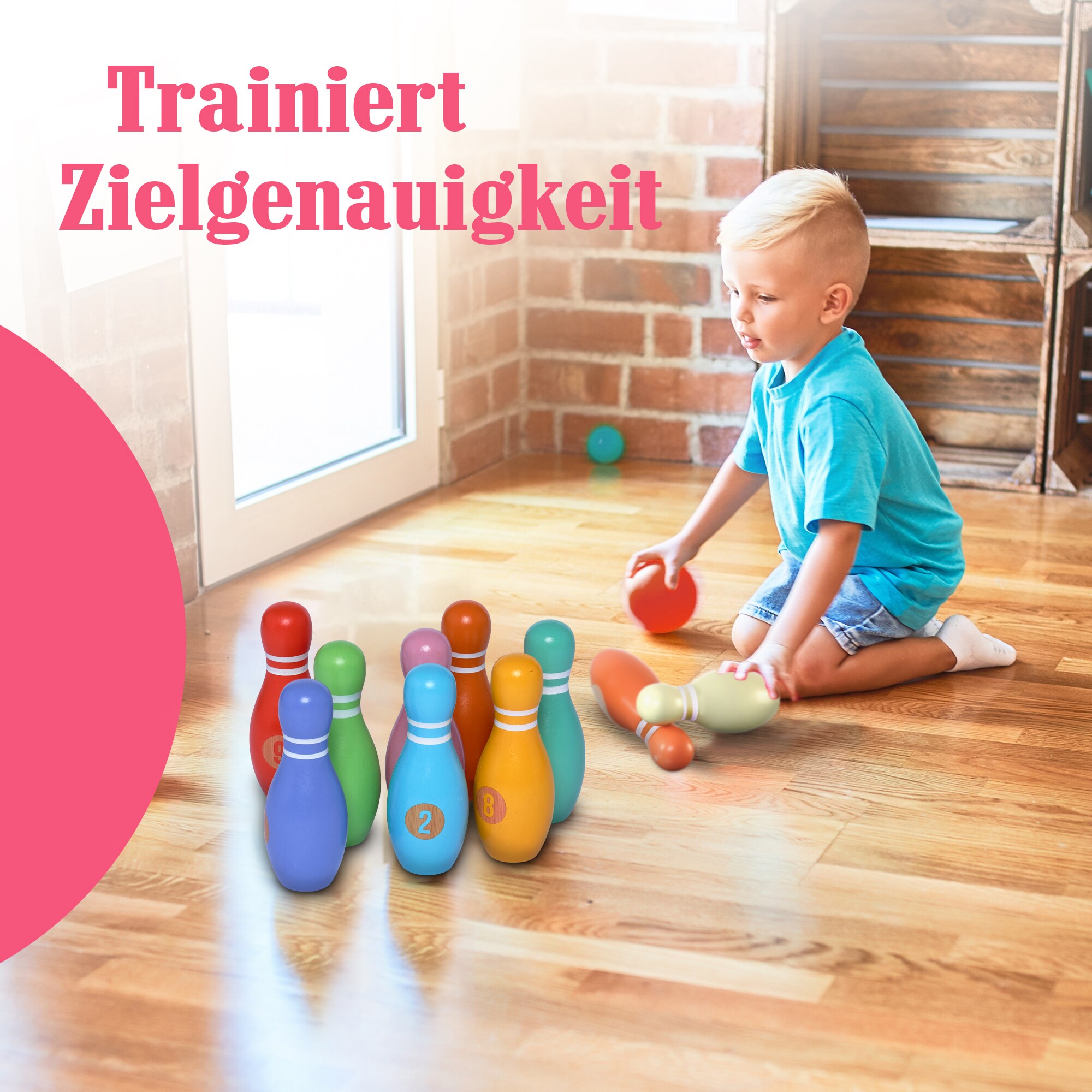 Pink Papaya Kegelspiel für Kinder Kids Bowling Classic
