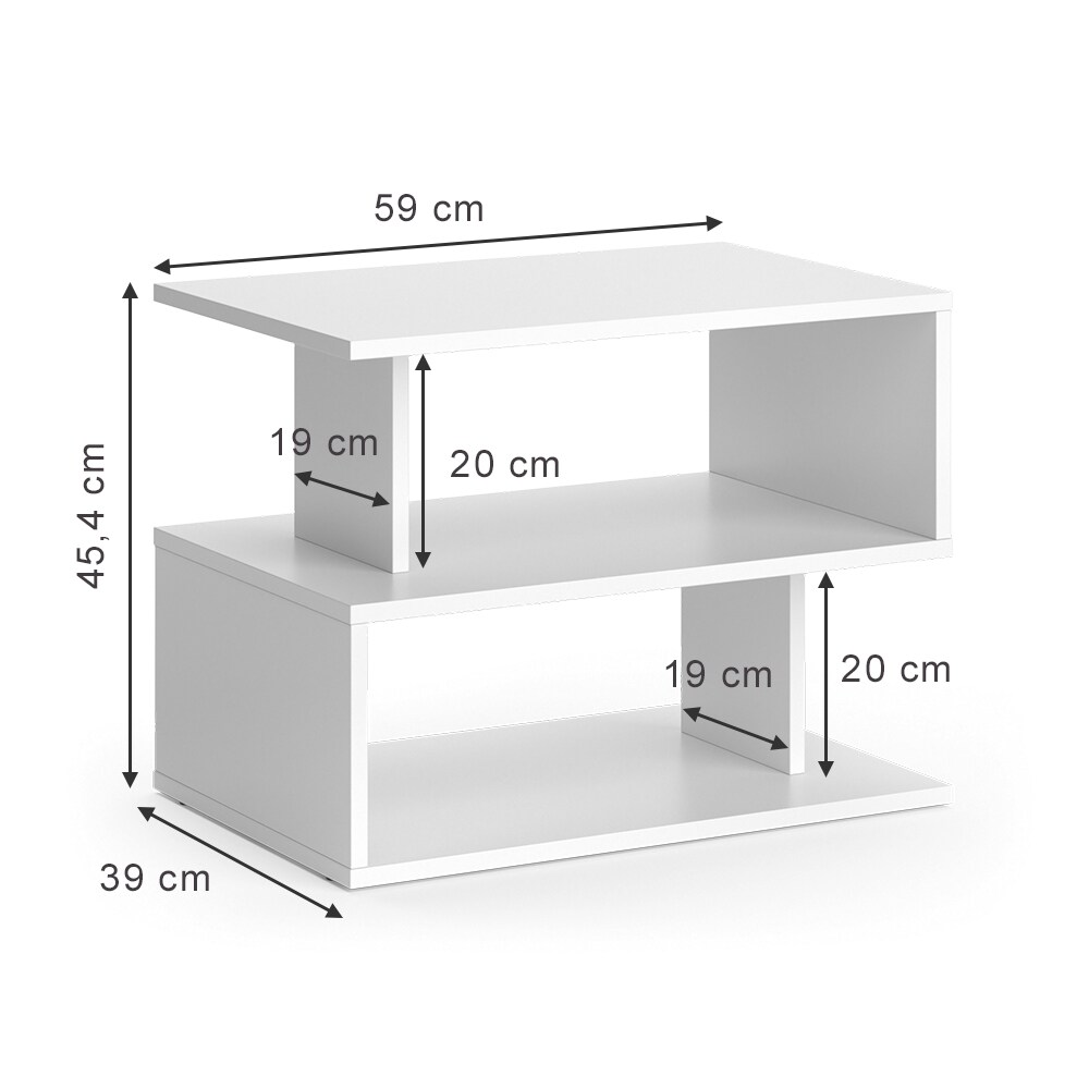 Vicco Couchtisch Sofatisch Beistelltisch Shelby Weiß Wohnzimmertisch Ablage Fach