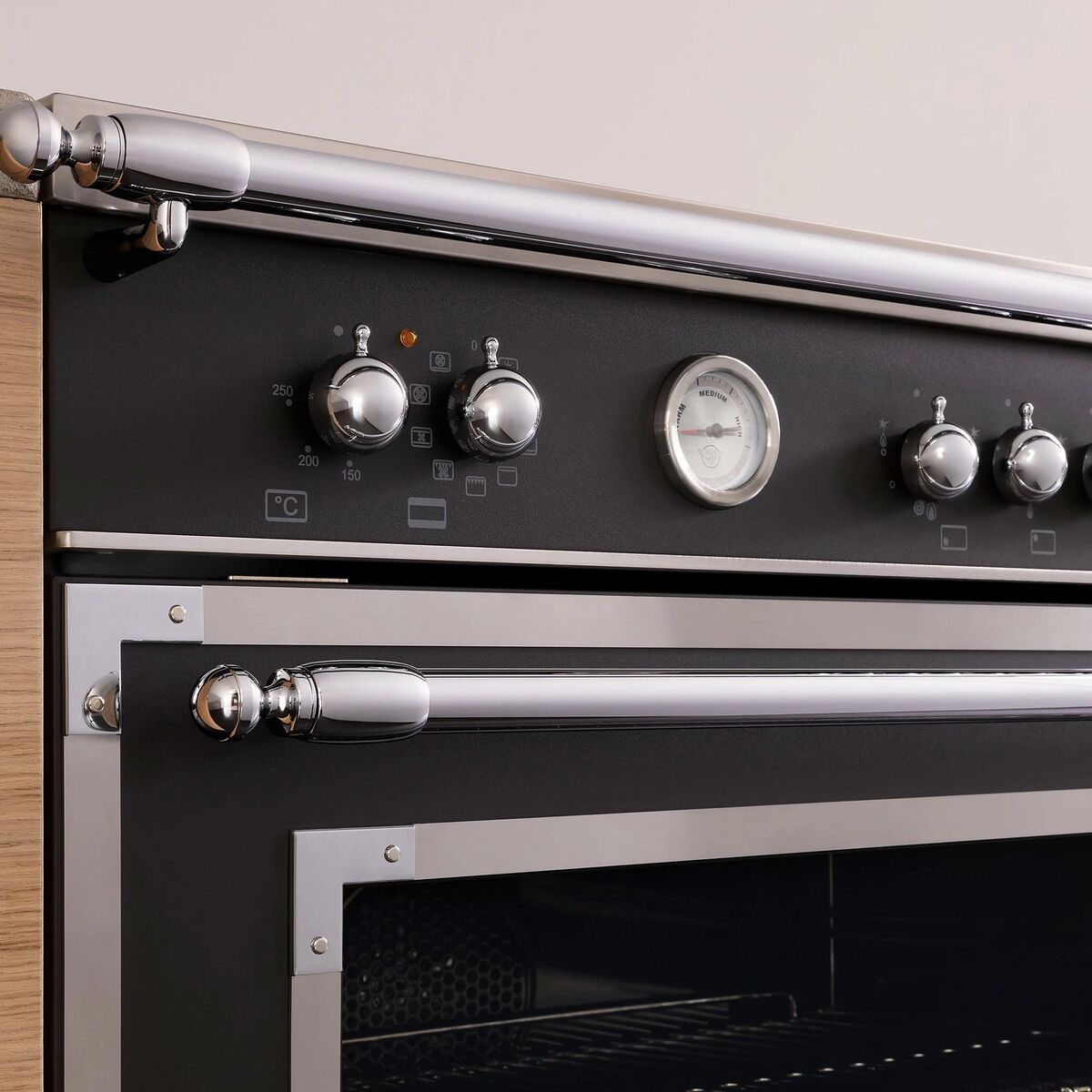 HER96L1ENET Heritage Gasskomfyr med ovn 90 cm, Matt Svart