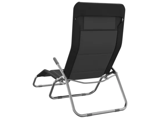 Chaises longues pliables 2 pcs noir textilène et acier
