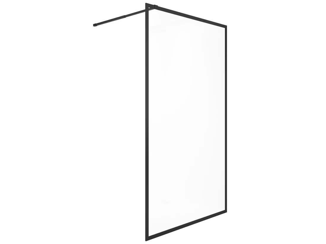 Paroi de douche à l'italienne - 120 x 200 cm - Noir mat - Verre trempé - AMBERI