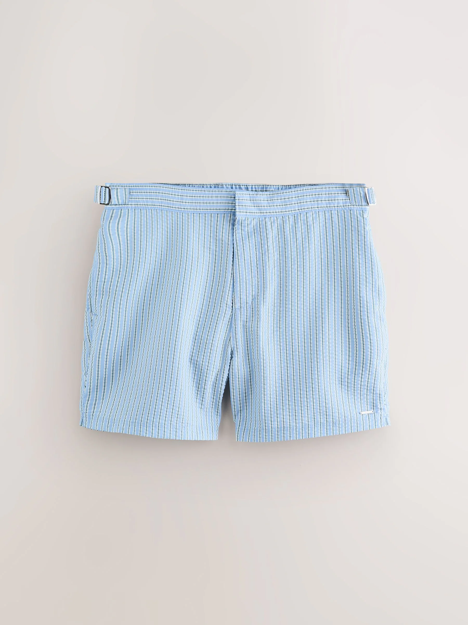 Lichtblauw, meerkleurig gestreept - Signature Tailored zwembroek met tailleband