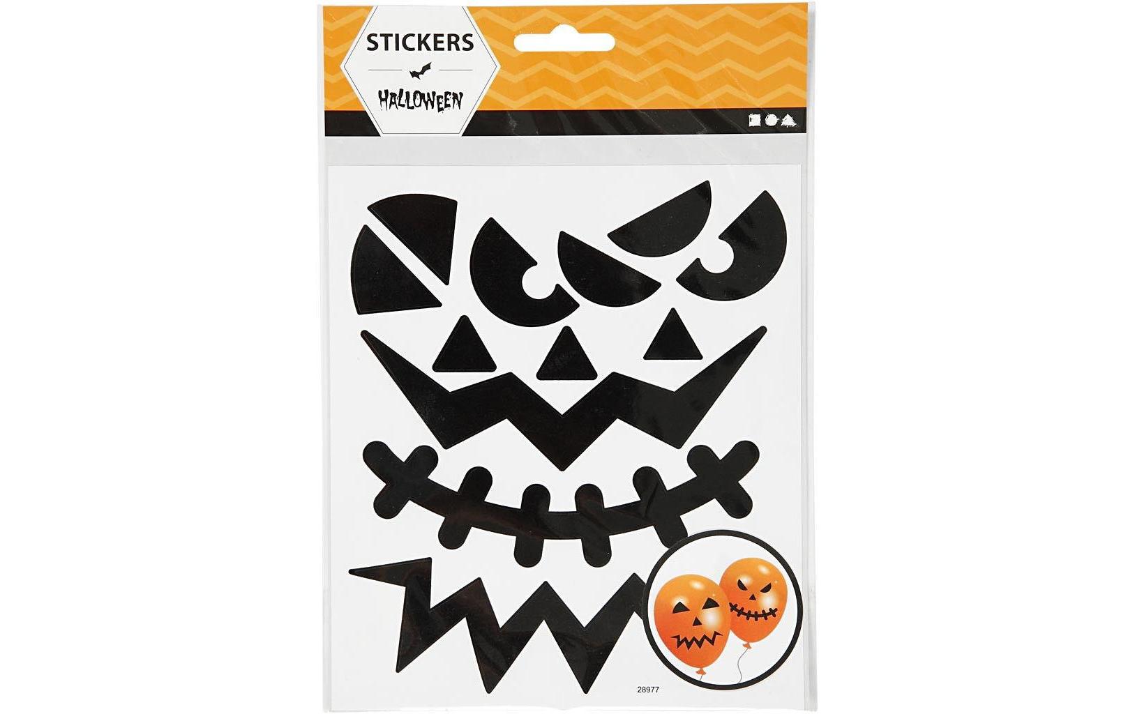 Halloween Gesichter, 1 BlattSticker für Kürbis oder Ballon