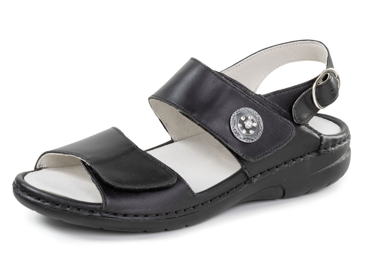 Waldläufer Sandale mit Metallschmuck mit Glitzersteinchen